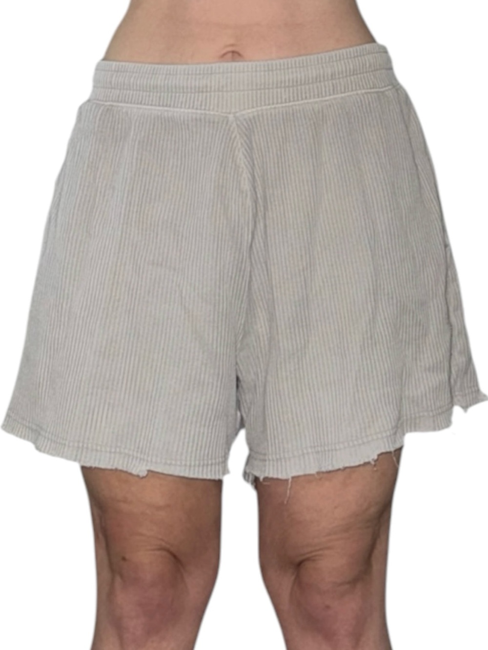Light Gray Striped Women’s Casual Shorts - Picture 2 of 10